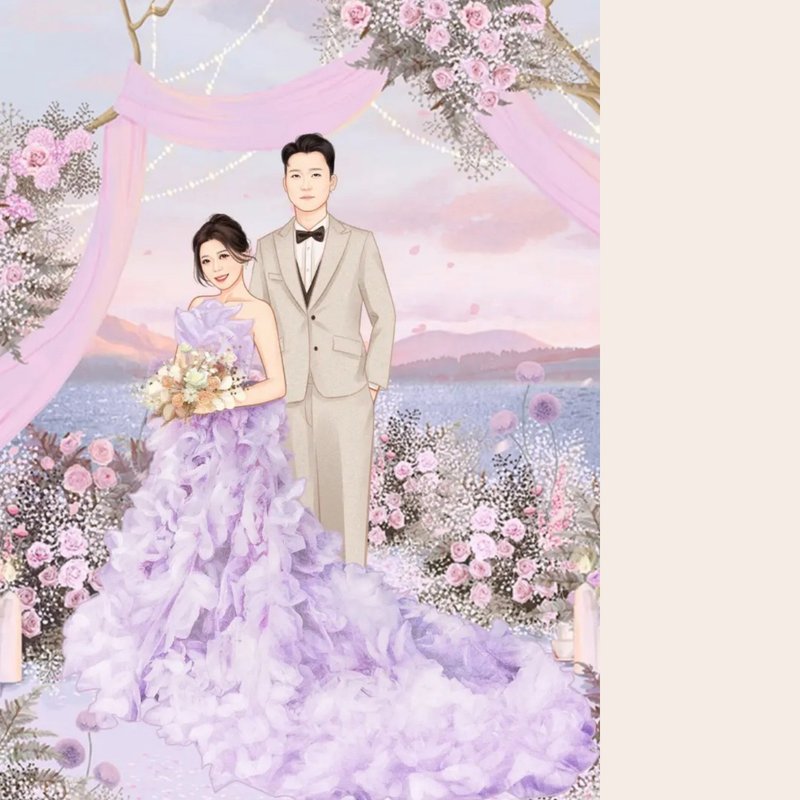 【似顏繪】客製化 | 人物&寵物 | 結婚禮服 | 電子檔 |情侶|喜帖 - 電子似顏繪/繪畫/插畫 - 其他材質 
