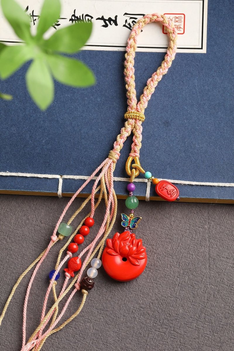 天然原礦硃砂精品紅砂 好運連連 車掛萬能掛 精品原創 - 鑰匙圈/鑰匙包 - 寶石 