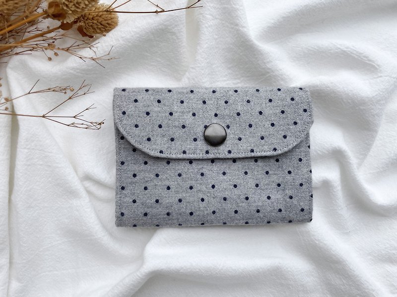 [Pure Handmade] Double-layer zipper coin purse organ coin purse business card bag storage bag - Coin Purses - Cotton & Hemp 