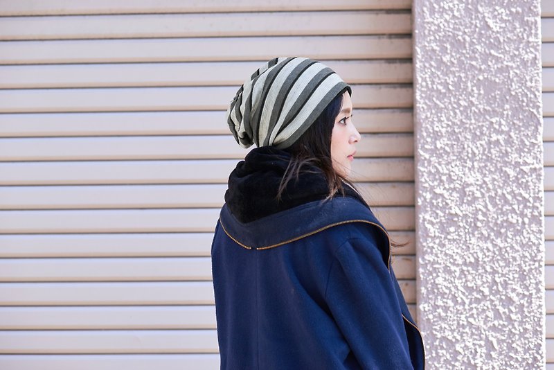 Made in Japan 100% Organic Cotton Beanie Knit Winter Chemo Hat - หมวก - ผ้าฝ้าย/ผ้าลินิน สีม่วง