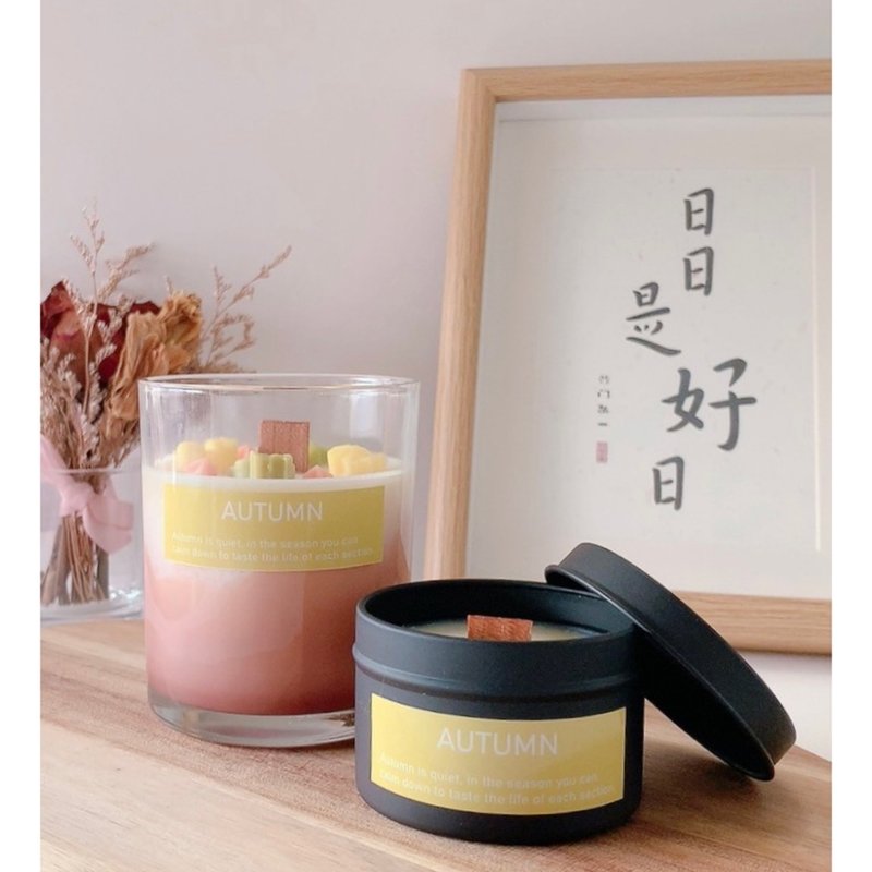 [Rainbow Candle] Yellow - Autumn | Fresh Woody Tone | Essential Oil Fragrance Candle - เทียน/เชิงเทียน - ขี้ผึ้ง สีเหลือง