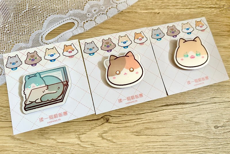 Cat Rice Ball-Changing Badge - Badges & Pins - Plastic 