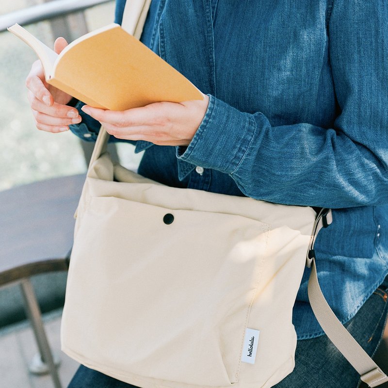 Messenger Bag Crossbody Bag | NICK 2 Way Drawstring Shoulder Bag (Light Oak) - Messenger Bags & Sling Bags - Nylon Khaki