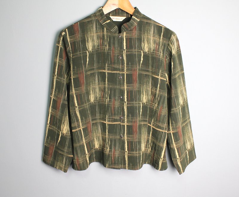 FOAK vintage multi-dimensional space check collar shirt - Women's Shirts - Other Materials 