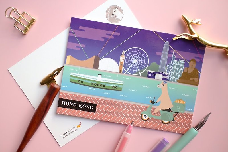 Postcard - Alpaca travel in Hong Kong - Cards & Postcards - Paper 