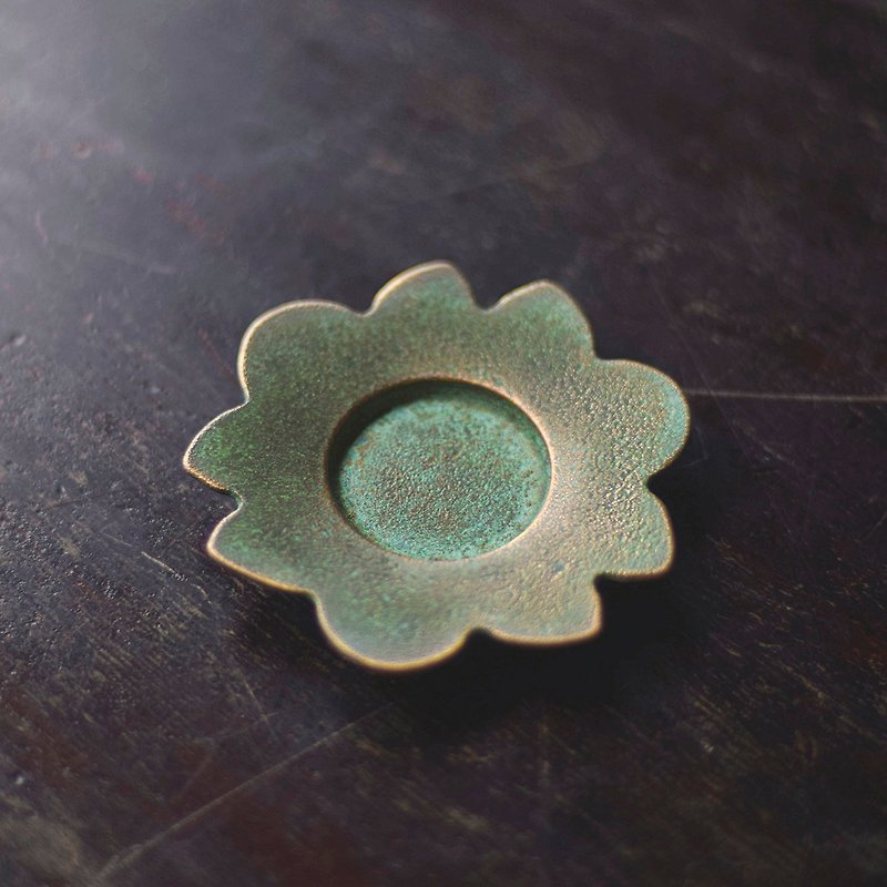 Golden Flower Cup Saucer - Coasters - Copper & Brass Green