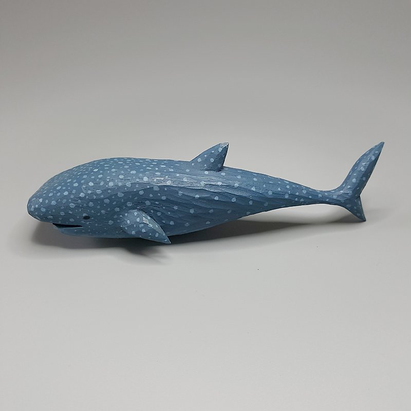 Whale shark wood carving artwork - Stuffed Dolls & Figurines - Wood Blue