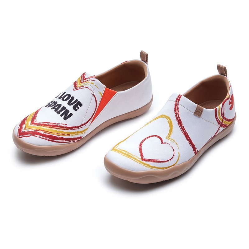 [Uin] Spanish original design | Love in Spain painted casual men's shoes - Men's Casual Shoes - Other Materials White