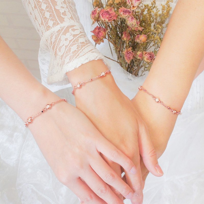 2 into the group of girlfriends bracelet*rose white cat eye rotating love*customized*sister gift*bridesmaid gift - Bracelets - Gemstone Pink