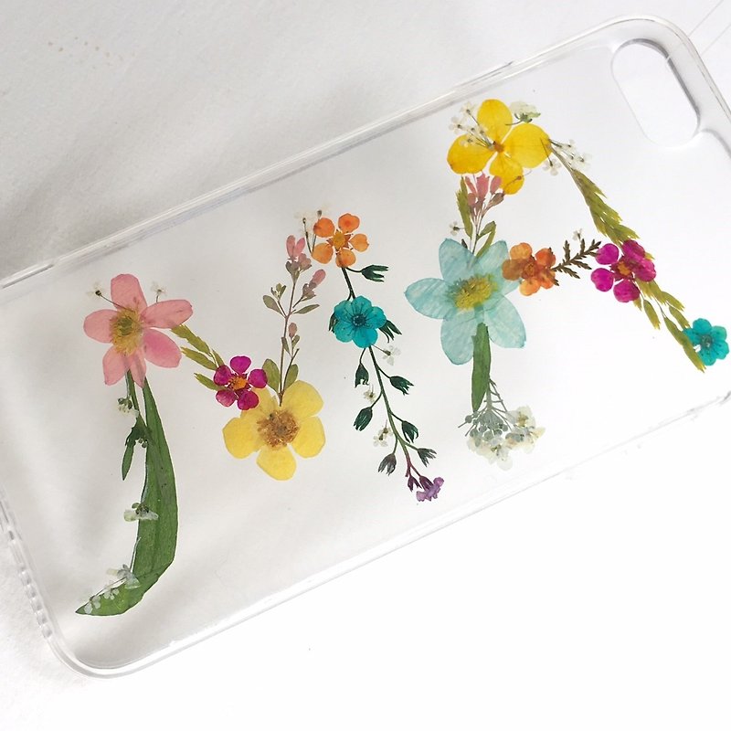 Custom-made 2-words initial :: pressed flower phonecase - Phone Cases - Plants & Flowers Multicolor