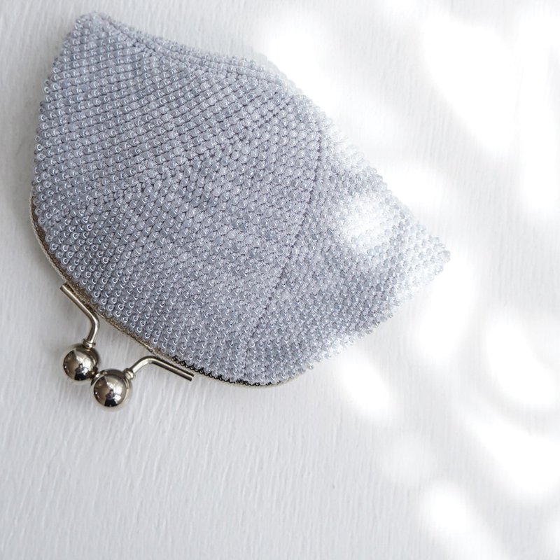 Ba-ba handmade Seed beads crochet pouch No.1884 - 錢包/皮夾/長短夾 - 其他材質 灰色