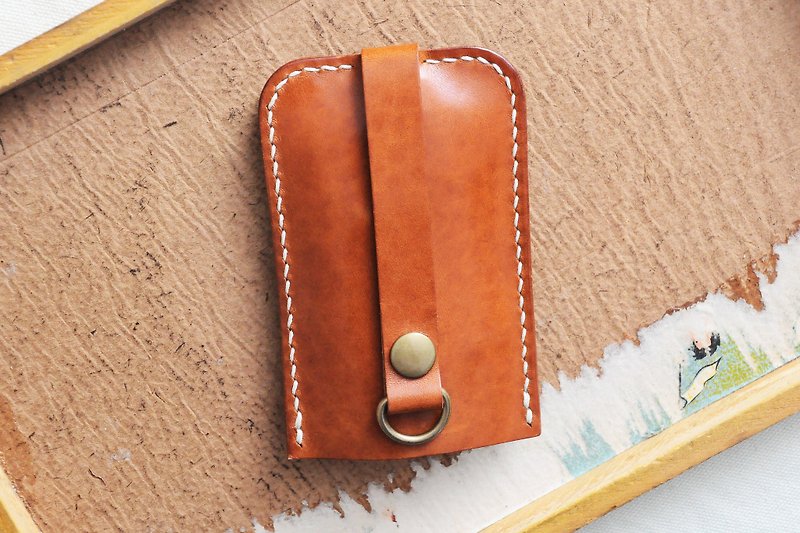 古典的なキーのバッグは、ステッチレザー素材のパッケージを無料で手作りの袋のカップルのギフトキーバッグを刻印 - 革細工 - 革 ブラウン