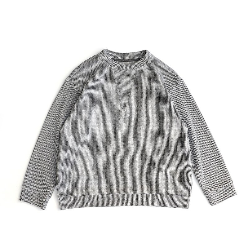 Large V-shaped cut-off shoulder knit top - Men's Sweaters - Cotton & Hemp Gray