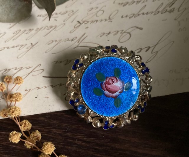 80年代 アメリカン アンティーク 手描き クラシカル ローズ エナメル