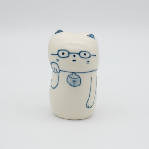 kyoto-jizodou 手作り陶人形 メガネをかけた招き猫