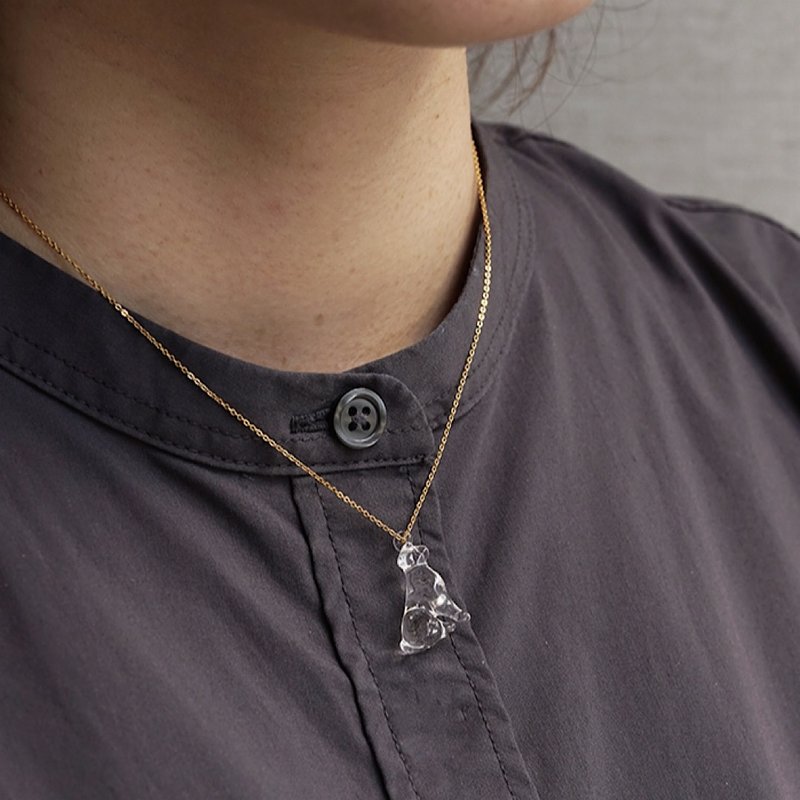 ハリオ手作りガラスネックレスネックレス-ゴールデンレトリバーネックレススペシャルエディション - ネックレス - ガラス 透明