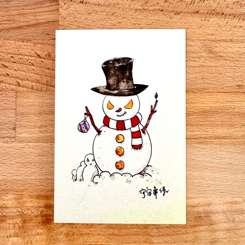 紳士帽雪人明信片 - 卡片/明信片 - 紙 