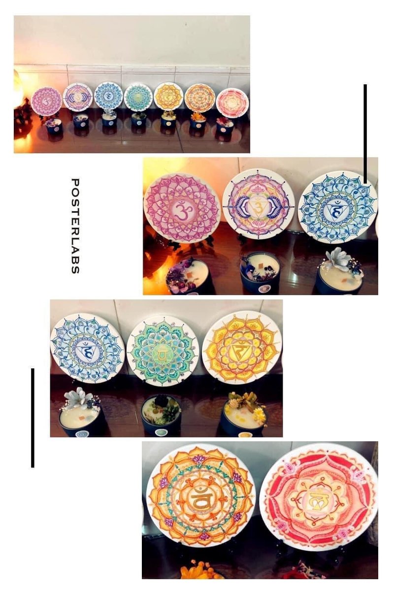 Exclusive creation selection award energy sacred totem joy zen seven chakra mandala yingge ceramic absorbent coaster - ของวางตกแต่ง - เครื่องลายคราม หลากหลายสี