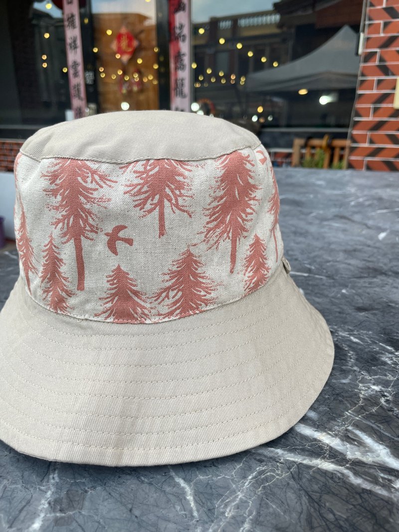 Pink Trees Double-sided Bucket Hat - หมวก - ผ้าฝ้าย/ผ้าลินิน สึชมพู