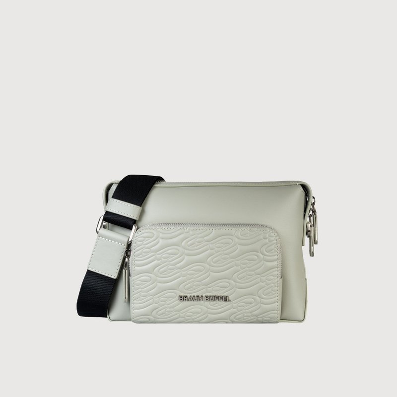 [Free gift bag] Nova horizontal cross-body bag-light gray/BF550-02-SGY - กระเป๋าแมสเซนเจอร์ - หนังแท้ สีเทา