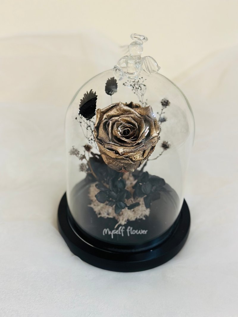 天使永生花玻璃盅質感禮品 黑金色 - 擺飾/家飾品 - 植物．花 黑色