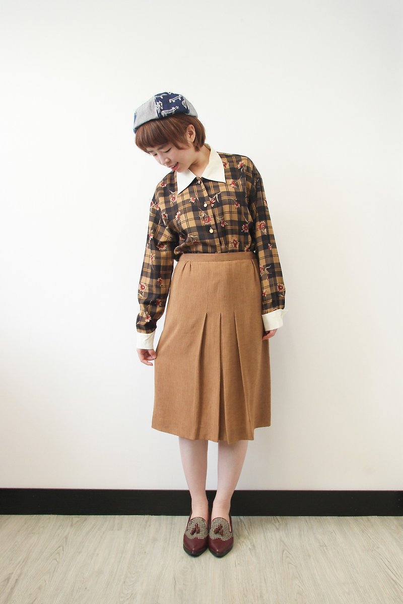 …｛DOTTORI :: BOTTOM｝Simplicity Style Brown Skirt - กระโปรง - วัสดุอื่นๆ สีนำ้ตาล