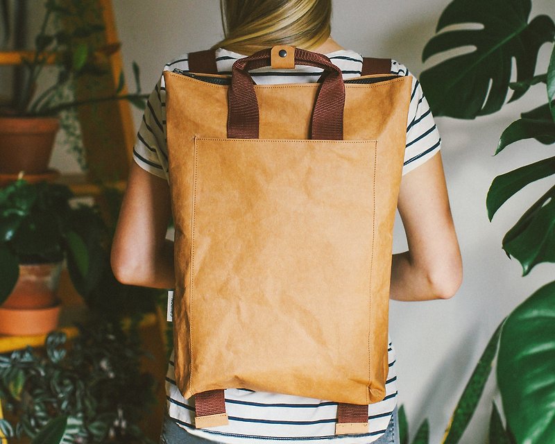 Casual Backpack Brown, Vegan Backpack, Eco Backpack, Eco Friendly, Backpack - Backpacks - Paper Brown