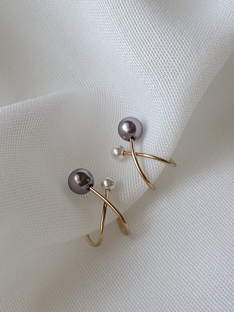 [Mother's Day Gift] Lavender Purple U Mouth Clip-On Painless Earrings 14KGF Gold Injected Clip-On Earrings Birthday - Earrings & Clip-ons - Pearl Purple