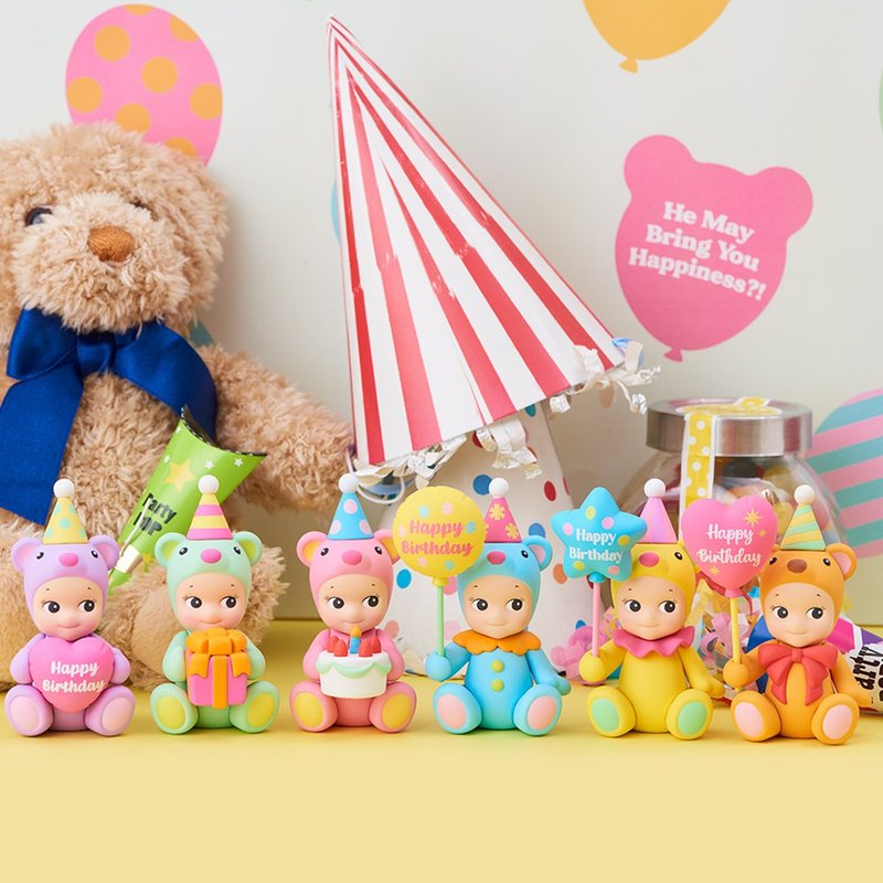 Sonny Angel│Bear Classic Birthday Series 2 Birthday Bear Box Toys (Boxed 12pcs) - Stuffed Dolls & Figurines - Resin Multicolor