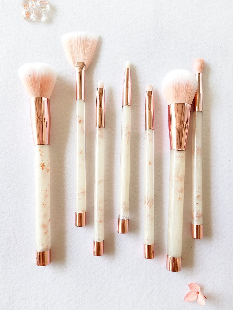 7Pcs Luxury White Pearl rosegold makeup brushes set cosmetics brushes - Facial Massage & Cleansing Tools - Other Metals White