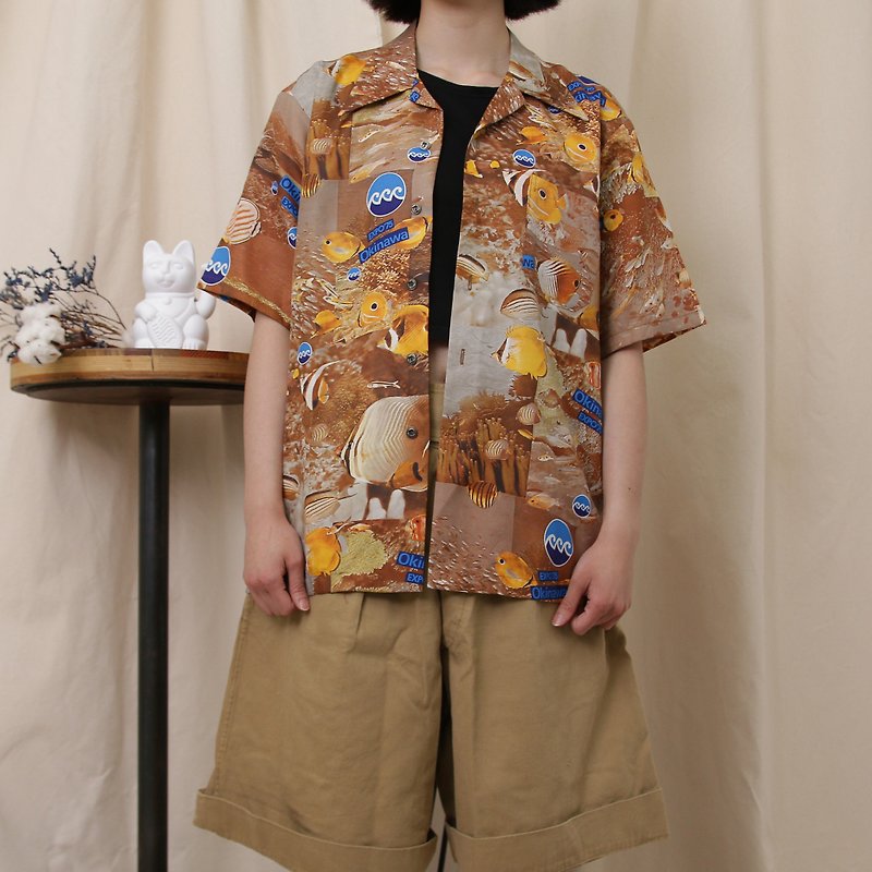 Back to Green- 夏威夷襯衫 沖繩海洋國際博覽會 /vintage shirts - 男襯衫/休閒襯衫 - 聚酯纖維 