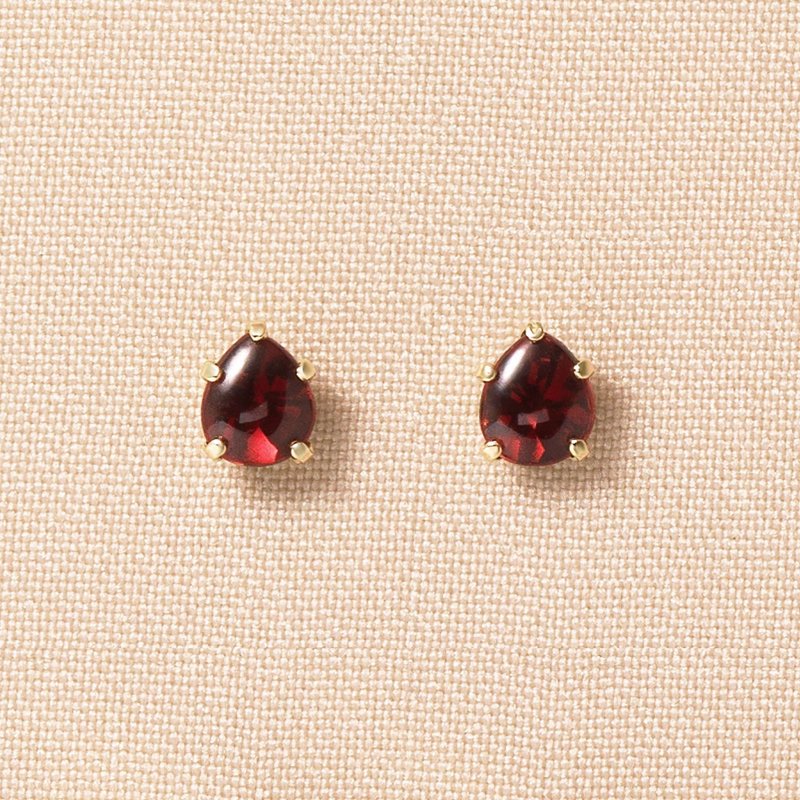 【Second Earrings】 18K 黃金石榴石露珠耳環 - 耳環/耳夾/耳骨夾 - 貴金屬 