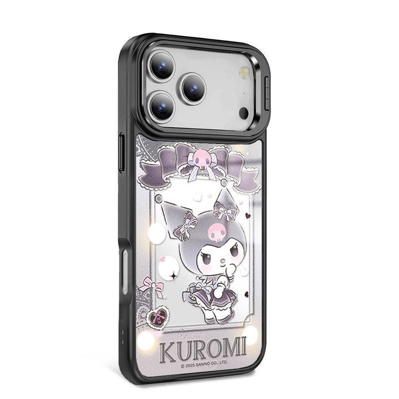 iPhone全系列 軍規合金框隱形立架鏡面磁吸殼-蕾絲酷洛米B-黑框 - 手機殼/手機套 - 其他材質 多色