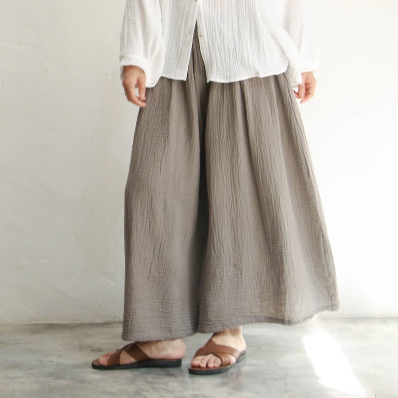 Double layer yarn loose wide pants gray - Women's Pants - Cotton & Hemp Gray