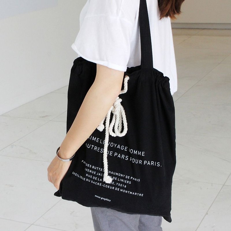 Seeso cotton canvas shoulder harness pouch - Simple black, SSO32906 - กระเป๋าแมสเซนเจอร์ - พลาสติก สีดำ