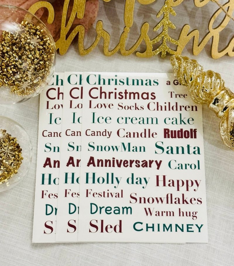 sensiary Christmas English word transparent sticker 3p - การ์ด/โปสการ์ด - วัสดุอื่นๆ 