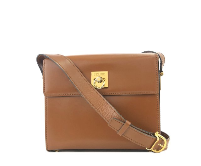 日本直送 名牌中古包 】CELINE セリーヌ ロゴ ガンチーニ レザー