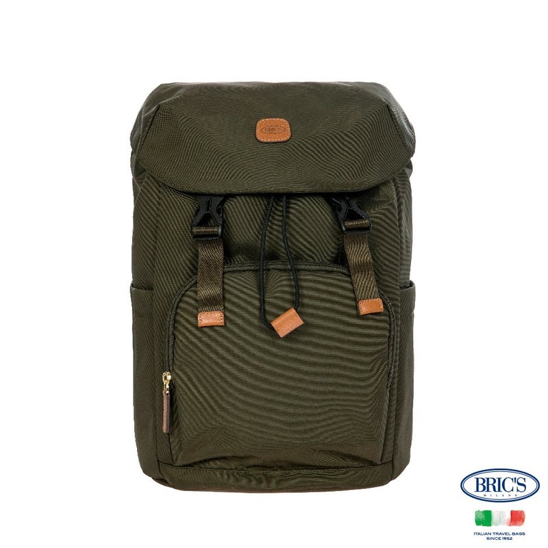 【BRIC' S】X collection 大開口旅行後背包(直)-橄欖綠 - 後背包/背包/書包 - 其他材質 綠色