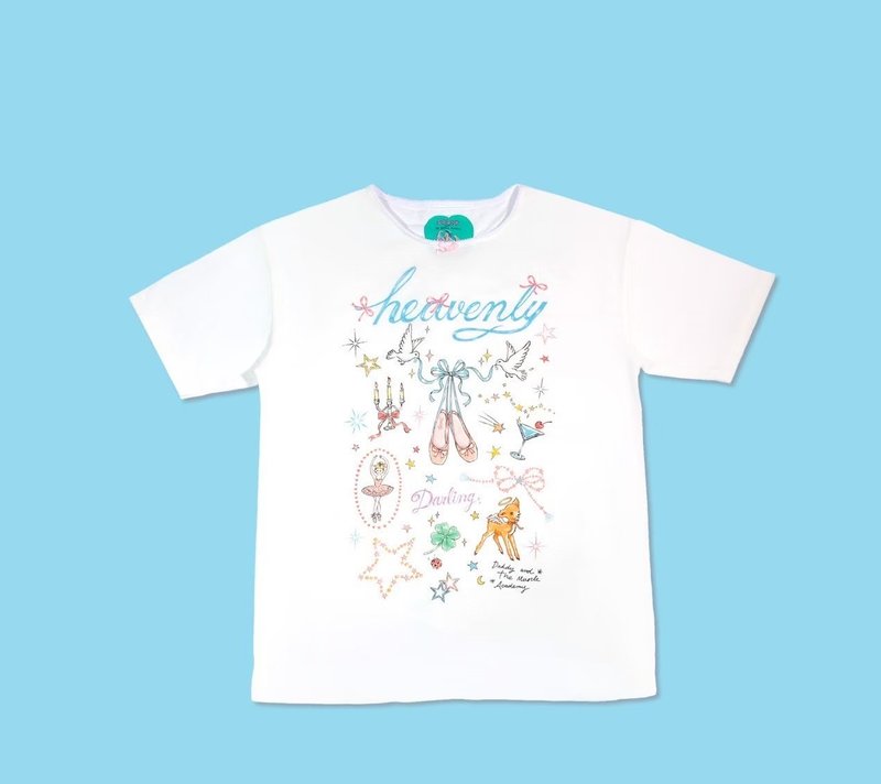 Daddy | Heavenly Over size T-Shirt เสื้อทรง oversize เป็นลวดลายเกี่ยวกับบัลเล่ต์ - เสื้อยืดผู้หญิง - ผ้าฝ้าย/ผ้าลินิน 