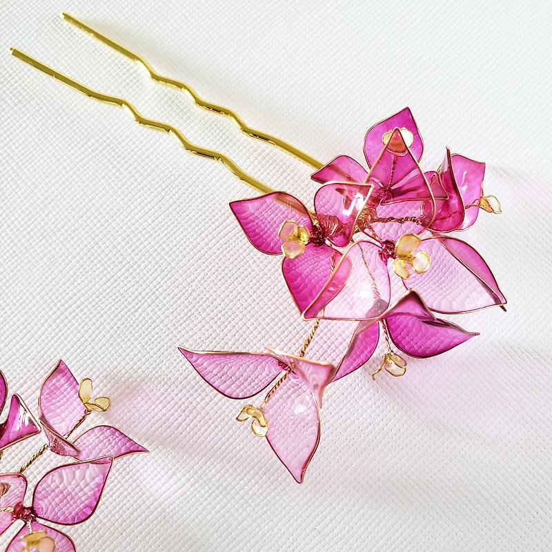 bougainvillea hairpin - Hair Accessories - Other Materials Purple
