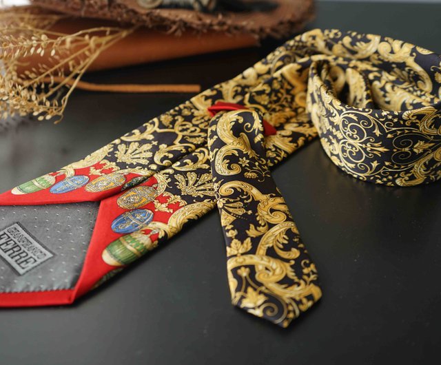 紳士のアンティークシルクネクタイ-イタリアのブティックジャン