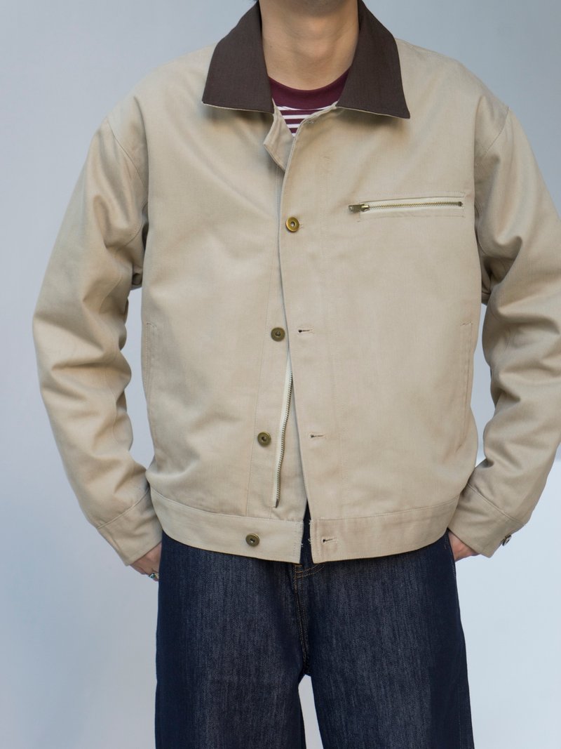 Padded Coat 冬季加厚夾棉外套 美式復古卡其拼色翻領夾克Cityboy - 男夾克/外套 - 棉．麻 卡其色