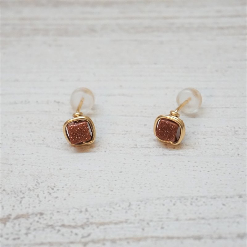 ll ll 4mm Golden Sands wireframe ear acupuncture Stone/ one pair (otherwise painless Clip-On) - ต่างหู - โลหะ หลากหลายสี