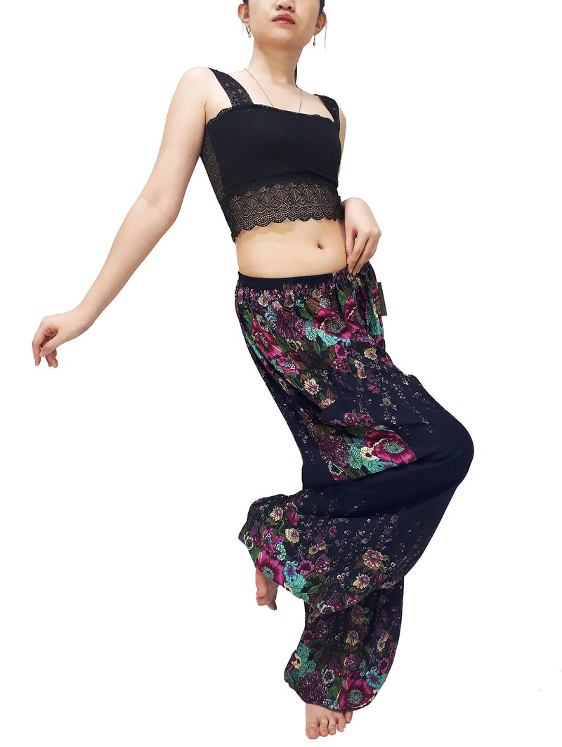 Women Pants Aladdin Pants Thai Pants Gypsy Pants Rayon Bohemian Trouser - 男長褲/休閒褲 - 其他材質 藍色