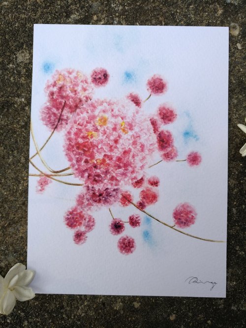 RINGO 境悄悄 洋紅風鈴木 水彩花草插畫明信片 禮物卡片 印刷品