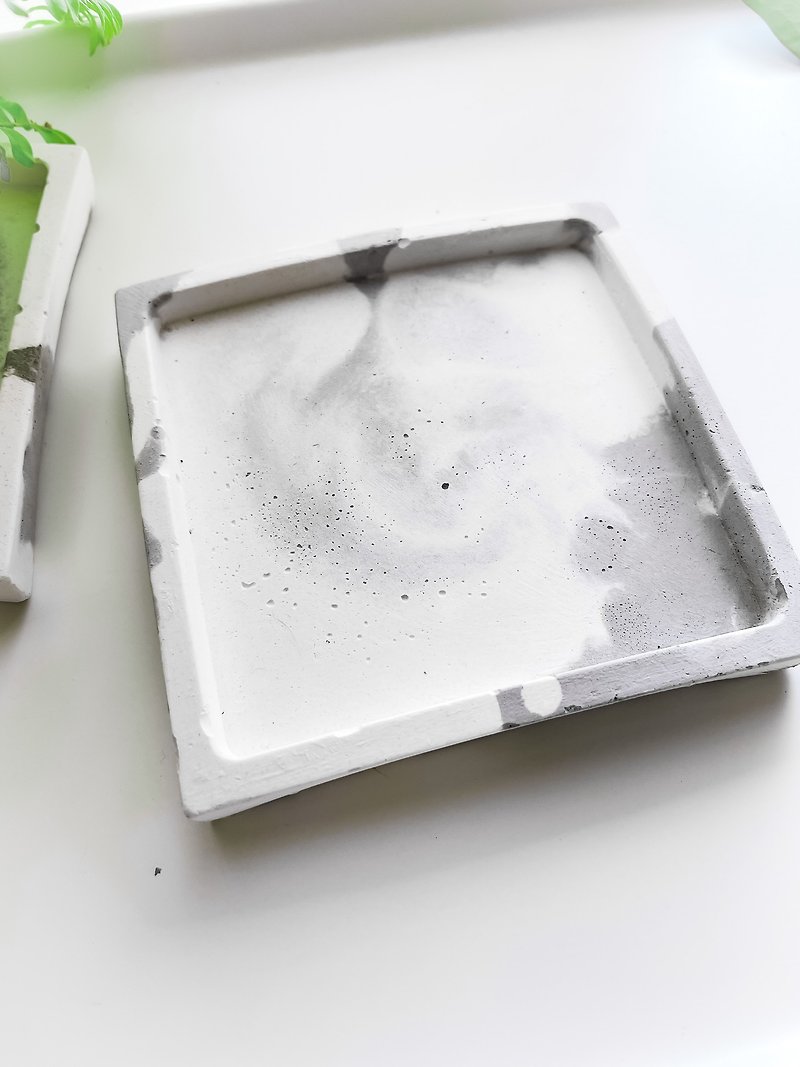 鏡月-渲染水泥盤,杯墊,置物盤一只 - 擺飾/家飾品 - 水泥 灰色