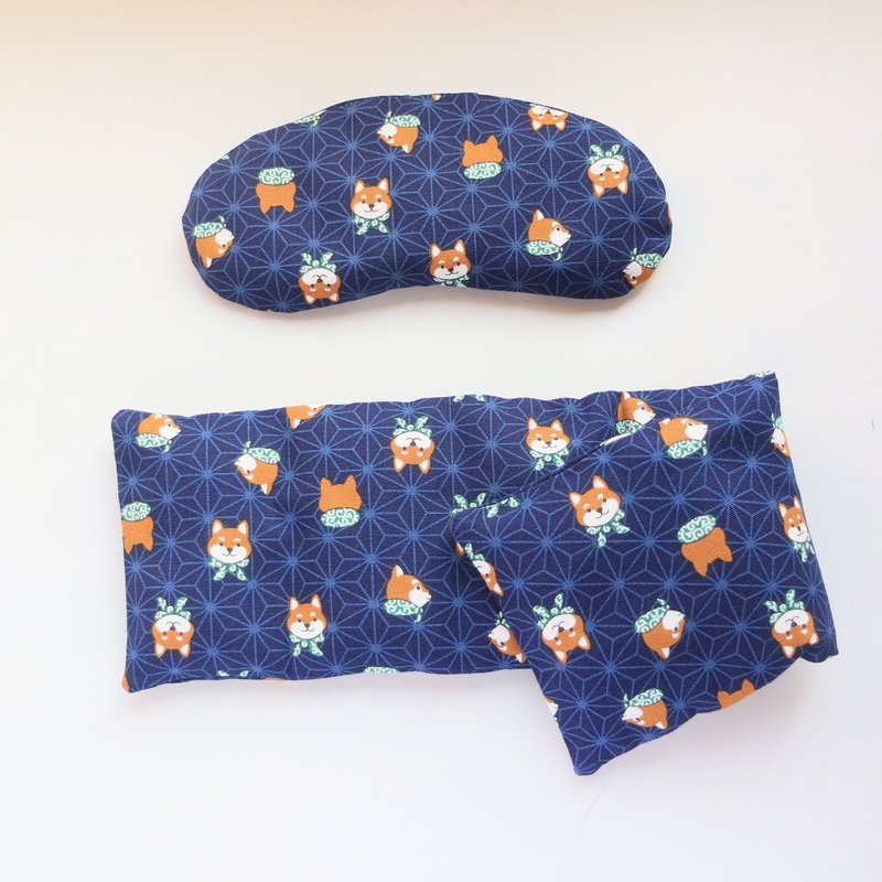 【Shiba Inu しばいぬ】Hot compress eye mask universal shoulder with hot pad カイロ various aromas - Other - Cotton & Hemp Blue