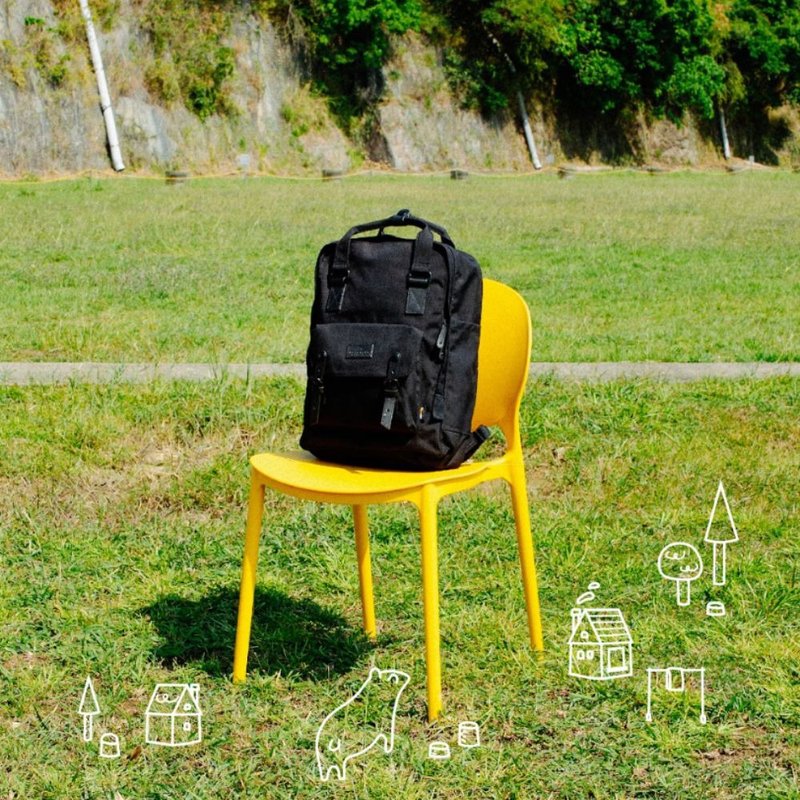 【設計品牌 | DOUGHNUT】MACAROON LARGE CORDURA BLACK / 黑 - 後背包/背包/書包 - 尼龍 黑色