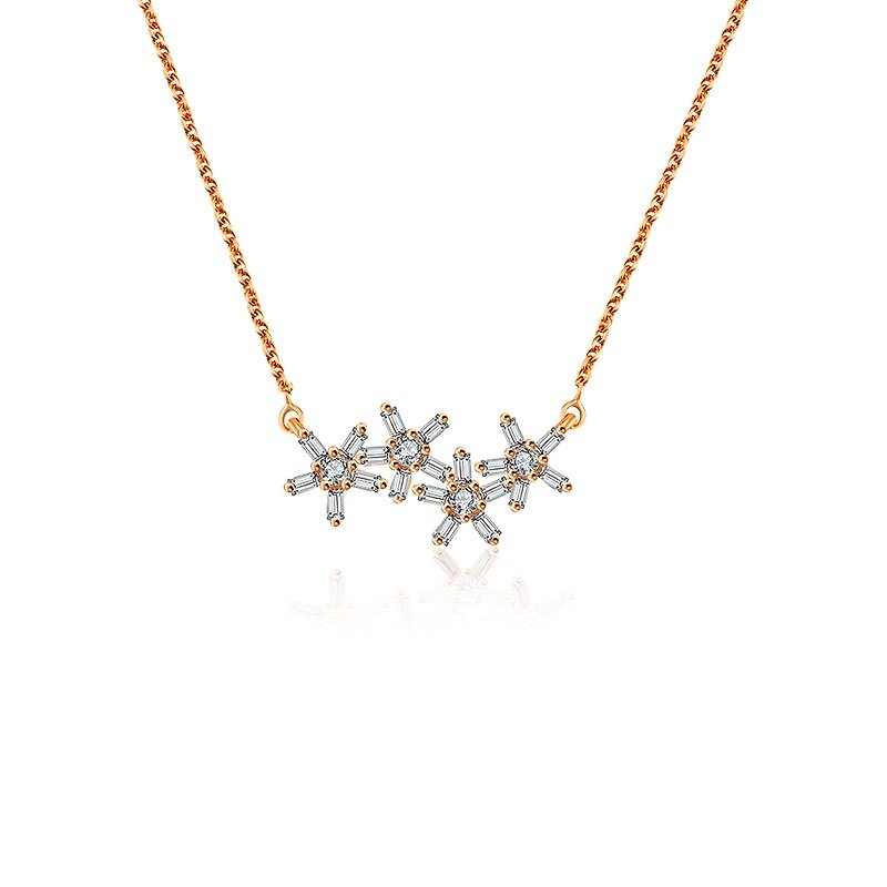 Flower Shape Diamond Necklace - สร้อยคอ - โลหะ สีส้ม
