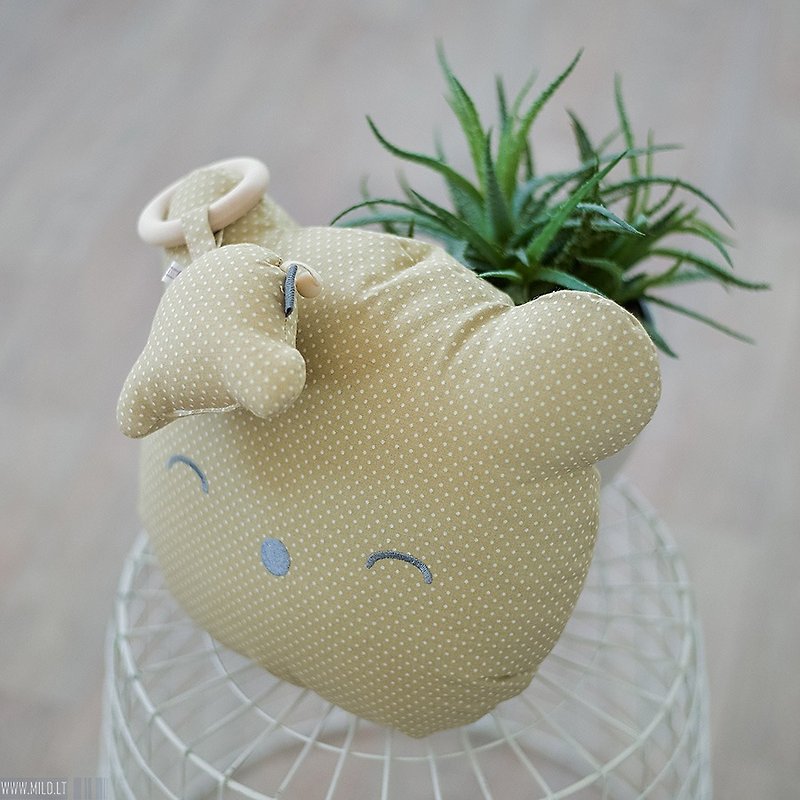 Sandy bear pillow and teething ring - 嬰幼兒玩具/毛公仔 - 棉．麻 咖啡色